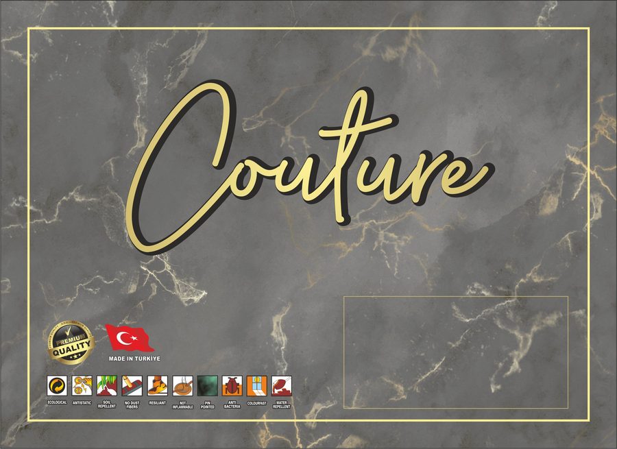 Couture koleksiyonu halı sırt etiketi tasarımı