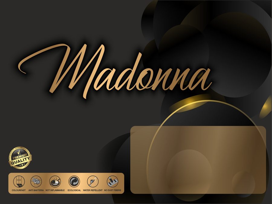 Madonna koleksiyonu halı sırt etiketi tasarımı