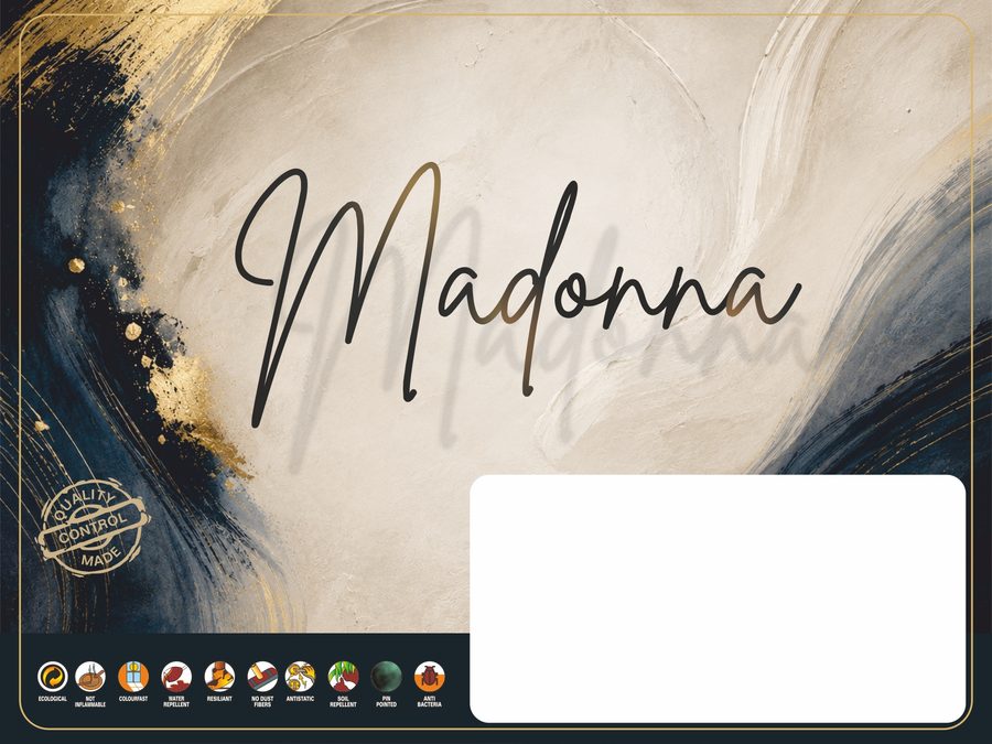 Madonna koleksiyonu halı sırt etiketi tasarımı